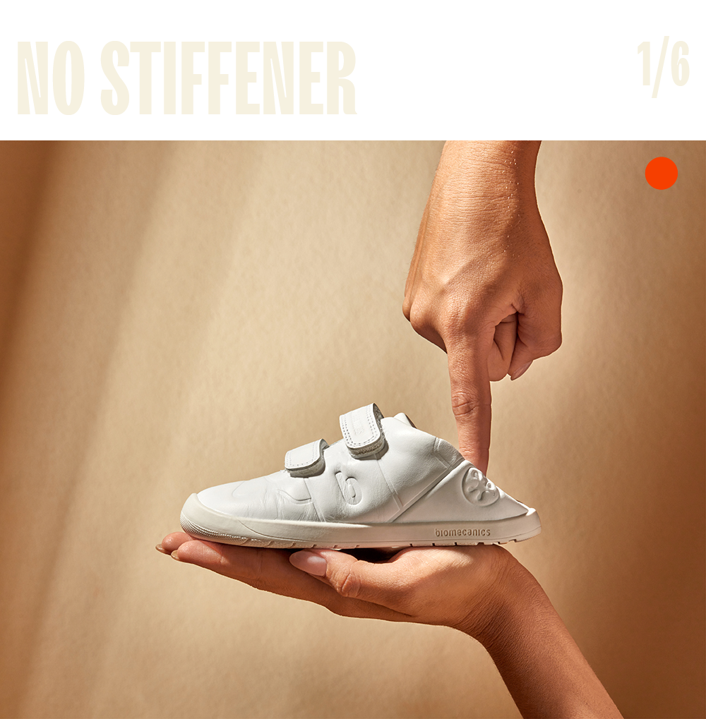 We innovate in the development of an external stabiliser to eliminate the internal stiffeners from our entire range of first steps footwear. This is how the natural stability acquired is consolidated without restricting the movement of the foot.